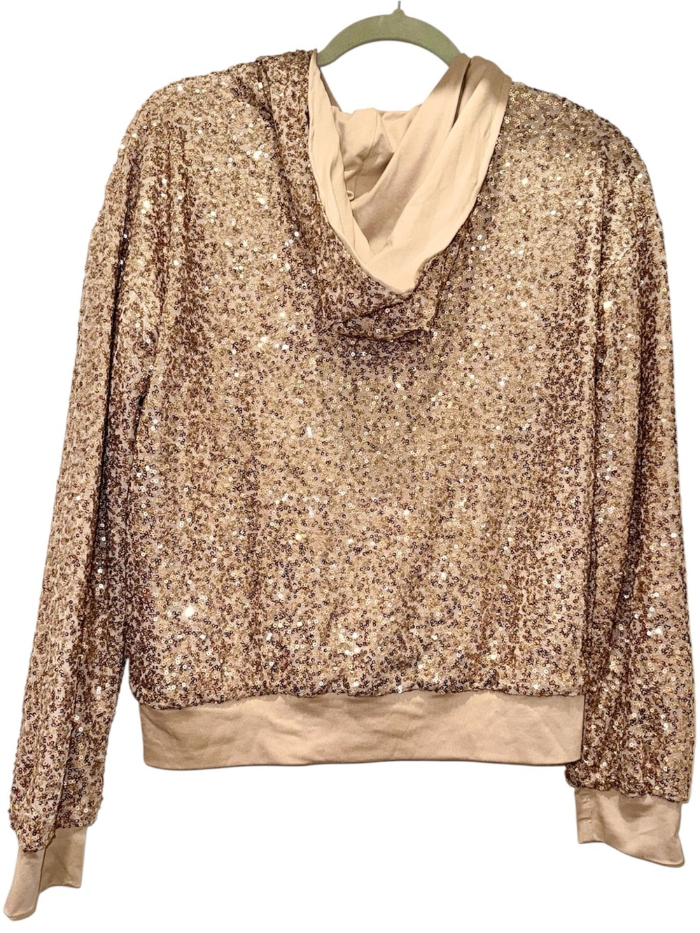 Blumin Apparel, Gold Sequin Bomber Jacket With Hood! SMALL. BRAND NEW W/ TAGS!🏷️ - Picture 2 of 9